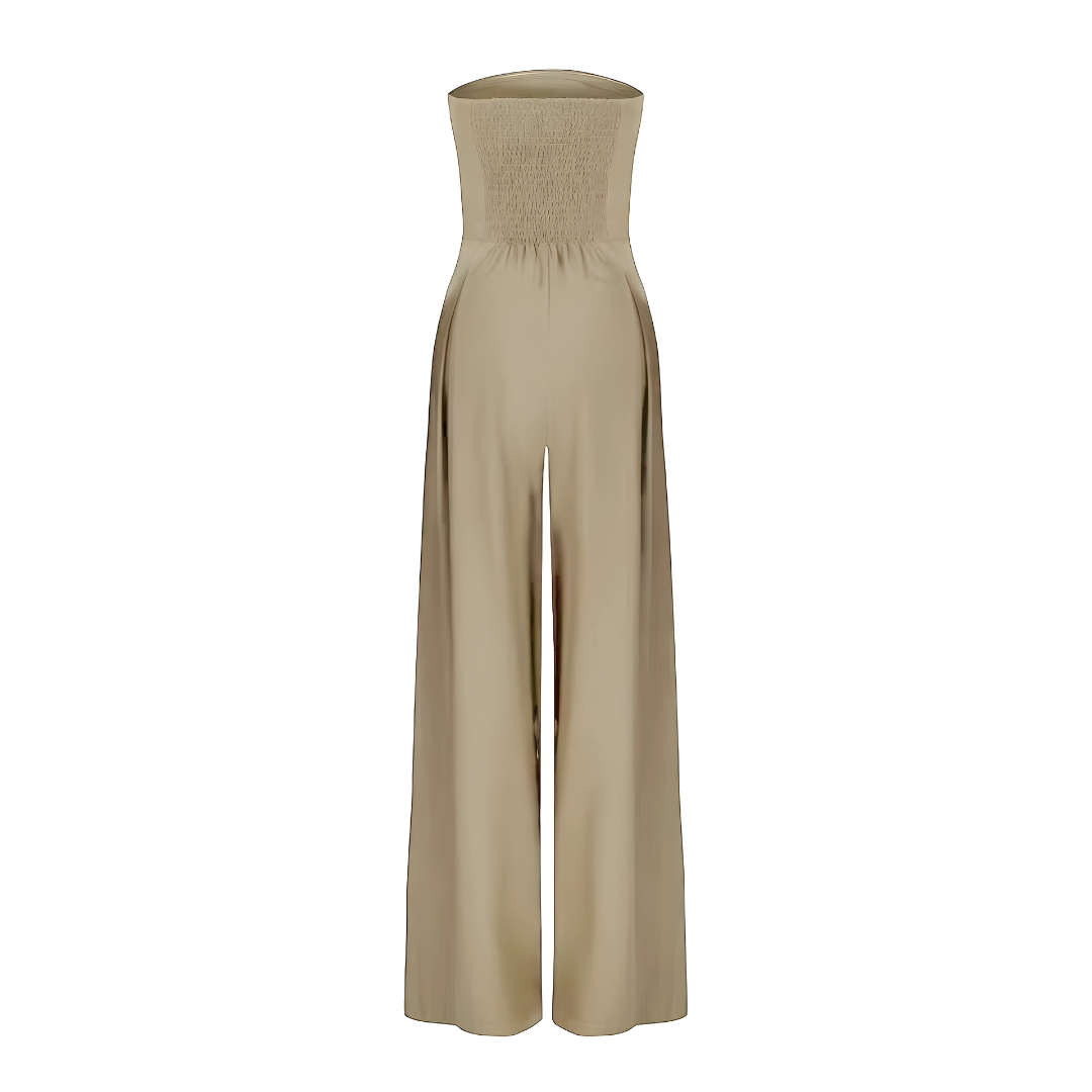 Elegante strapless jumpsuit van ademend materiaal voor de zomer
