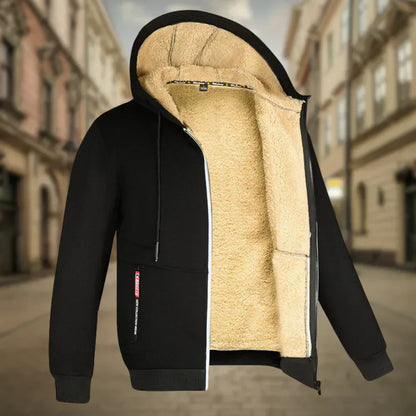 Fleece hoodie voor heren, comfortabel en warm voor de herfst.