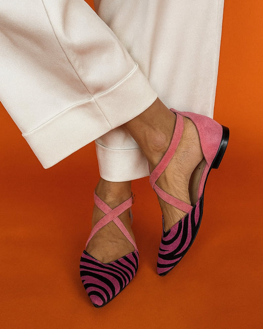 Asilia – Gestreepte sandalen met puntige neus