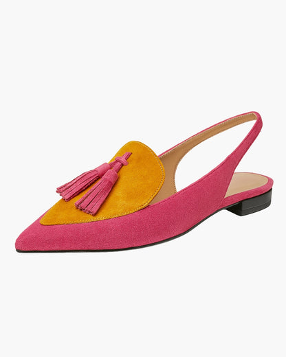 Quelia – Puntige slingback met kwastjes