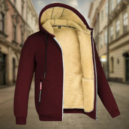 Fleece hoodie voor heren, comfortabel en warm voor de herfst.