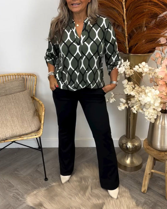 Blouse met grafisch patroon van ademend katoen voor de lente