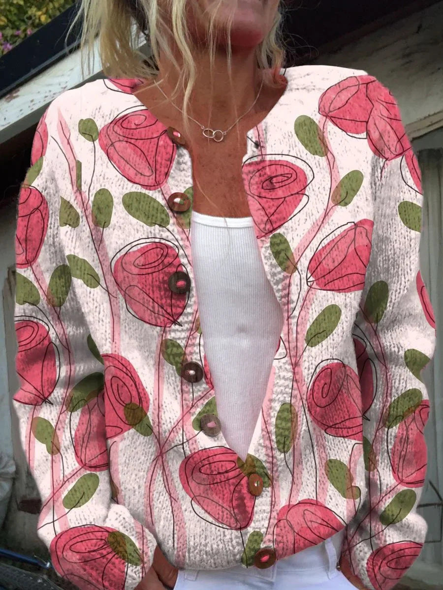 Comfortabele trui van gebreide stof met print voor de herfst