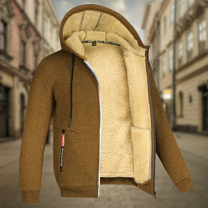 Fleece hoodie voor heren, comfortabel en warm voor de herfst.
