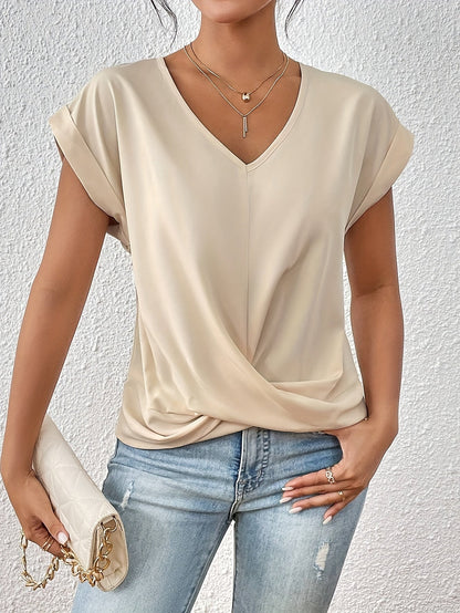 Elegante casual blouse van ademende stof met V-hals voor het hele jaar