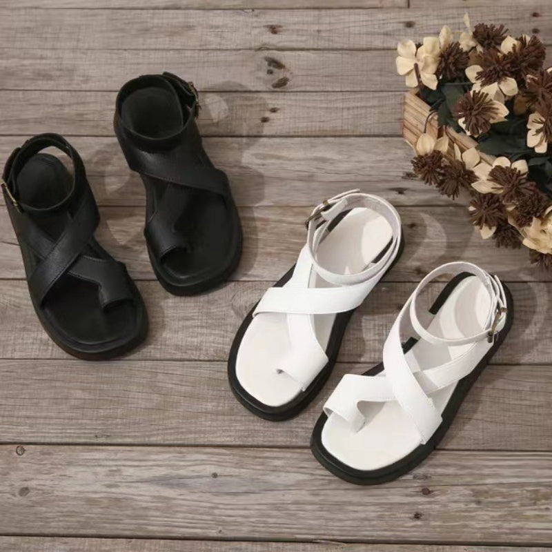 Damessandalen met verstelbare enkel en kruisgesp