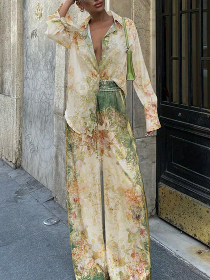 Luna | Chic Print Top & Elastic Waist Pants Set