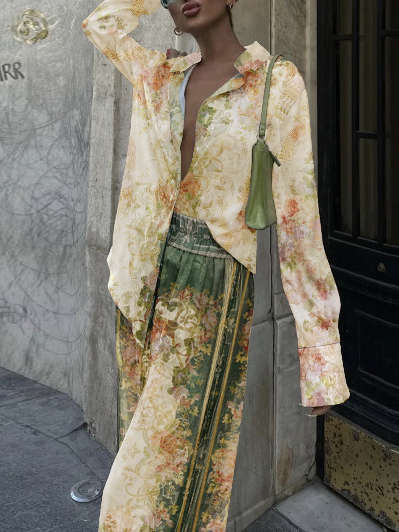 Luna | Chic Print Top & Elastic Waist Pants Set