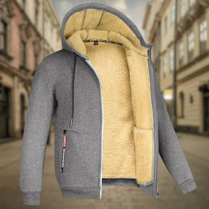 Fleece hoodie voor heren, comfortabel en warm voor de herfst.