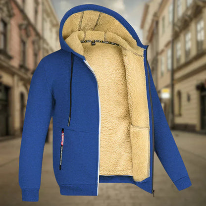 Fleece hoodie voor heren, comfortabel en warm voor de herfst.