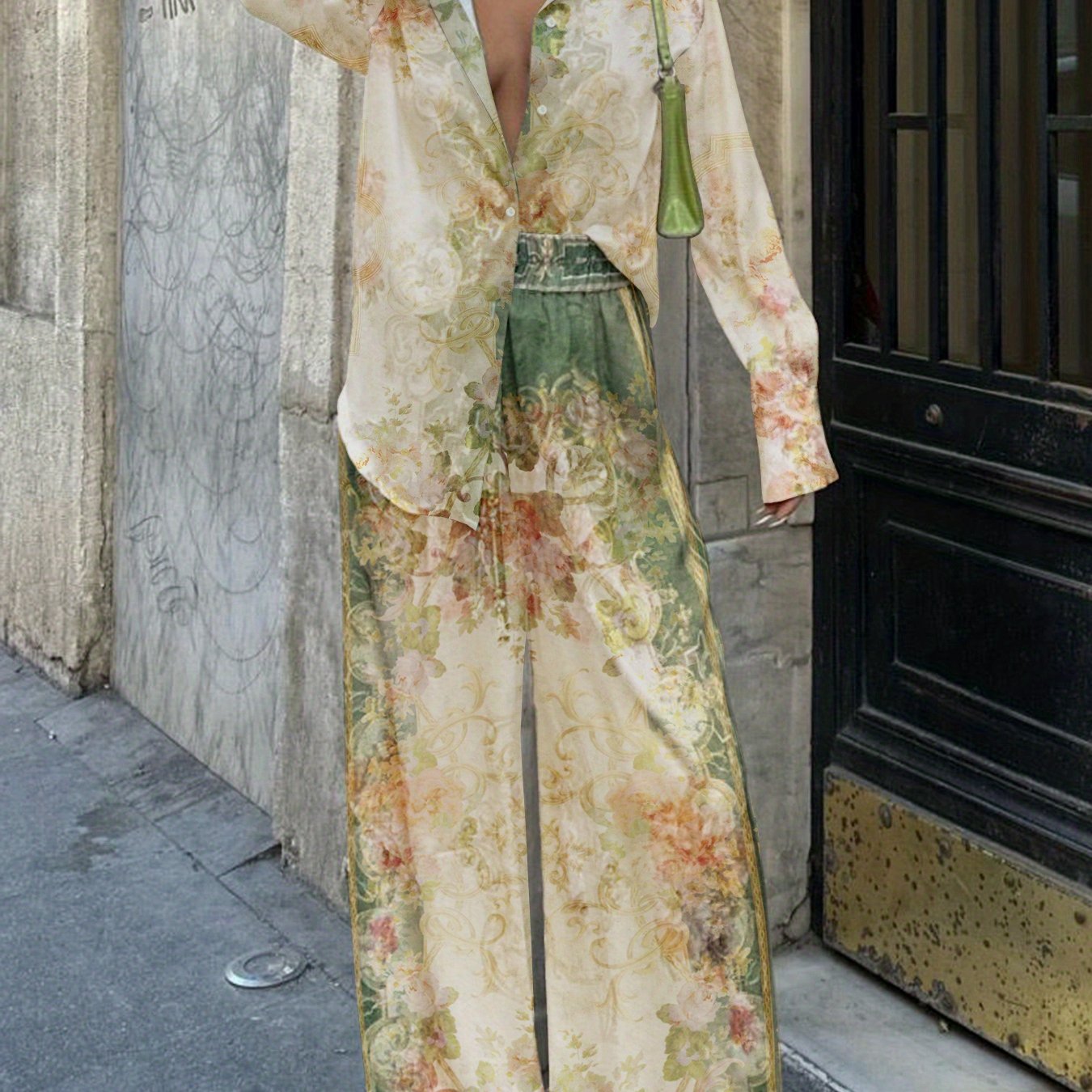 Luna | Chic Print Top & Elastic Waist Pants Set