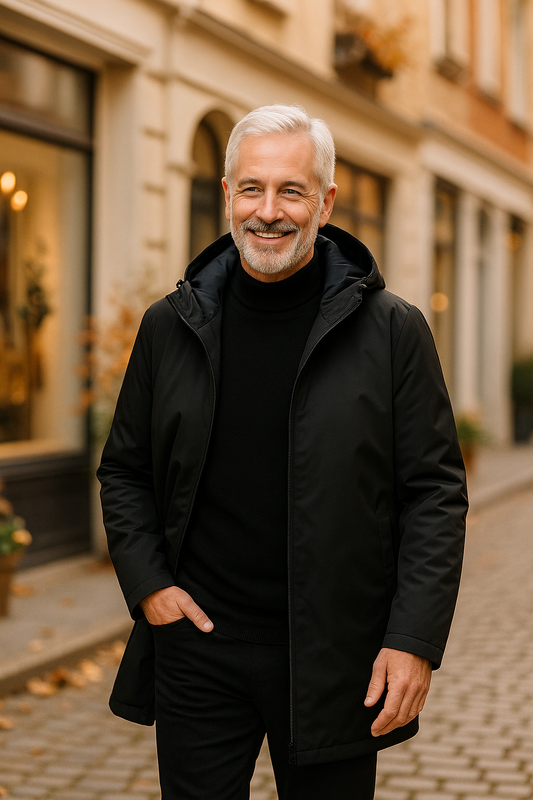 Moderne winterjas van hoogwaardige stof, comfortabel en elegant