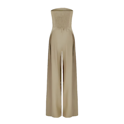 Elegante strapless jumpsuit van ademend materiaal voor de zomer