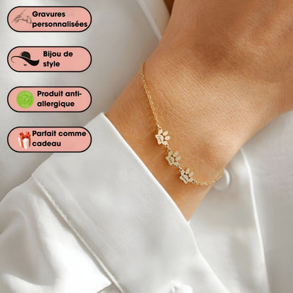 Pawfect Elegance™ | Rozen Gouden Armband met Gegraveerde Poot 🐾✨