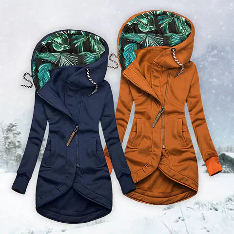 Elegante winterjas met capuchon van warme en comfortabele stof