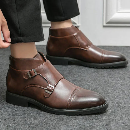Parker | Faux Leather Monk Strap Shoes with Double Buckle