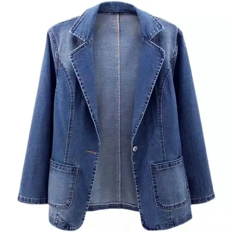 Stijlvolle katoenen denim blazer voor comfort in het najaar