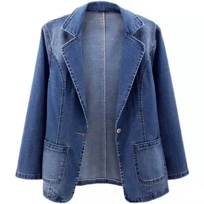 Stijlvolle katoenen denim blazer voor comfort in het najaar