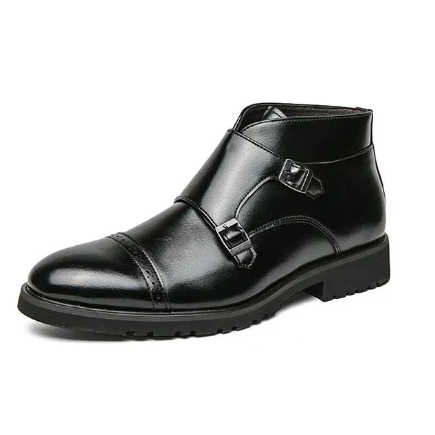 Parker | Faux Leather Monk Strap Shoes with Double Buckle