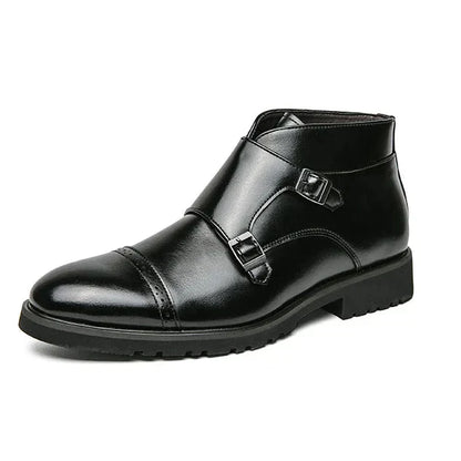 Parker | Faux Leather Monk Strap Shoes with Double Buckle