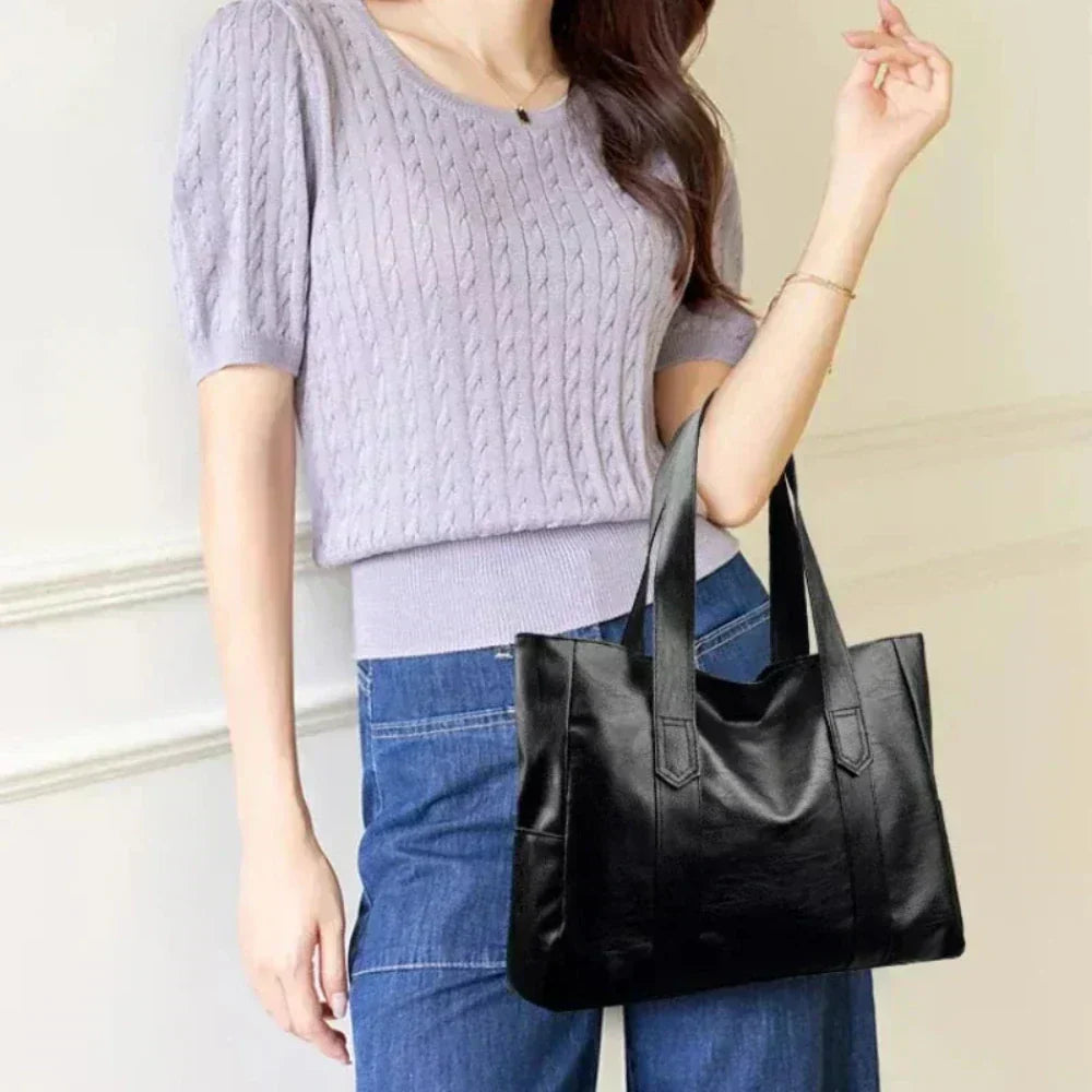 Elegante handtas van luxe leer, comfortabel en tijdloos voor elke gelegenheid