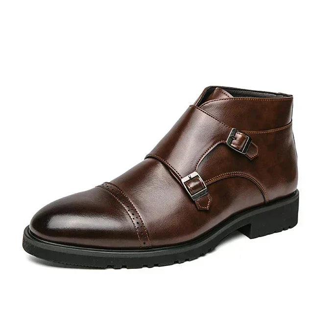 Parker | Faux Leather Monk Strap Shoes with Double Buckle