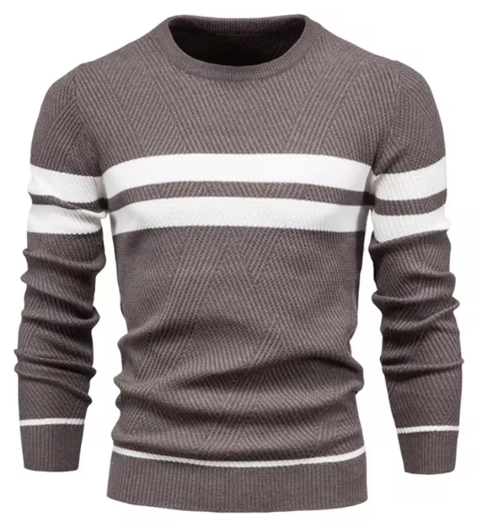 Elegante herenpullover van wol met visgraatmotief voor de herfst