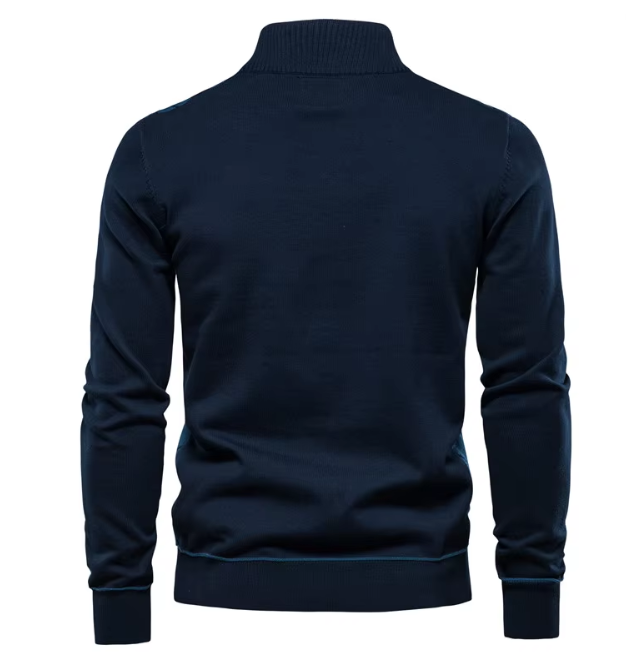Herenpullover met halve rits van zachte wol, comfortabel voor de herfst