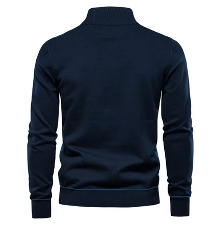Herenpullover met halve rits van zachte wol, comfortabel voor de herfst