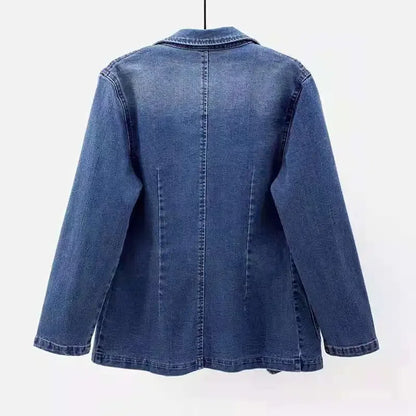 Stijlvolle katoenen denim blazer voor comfort in het najaar