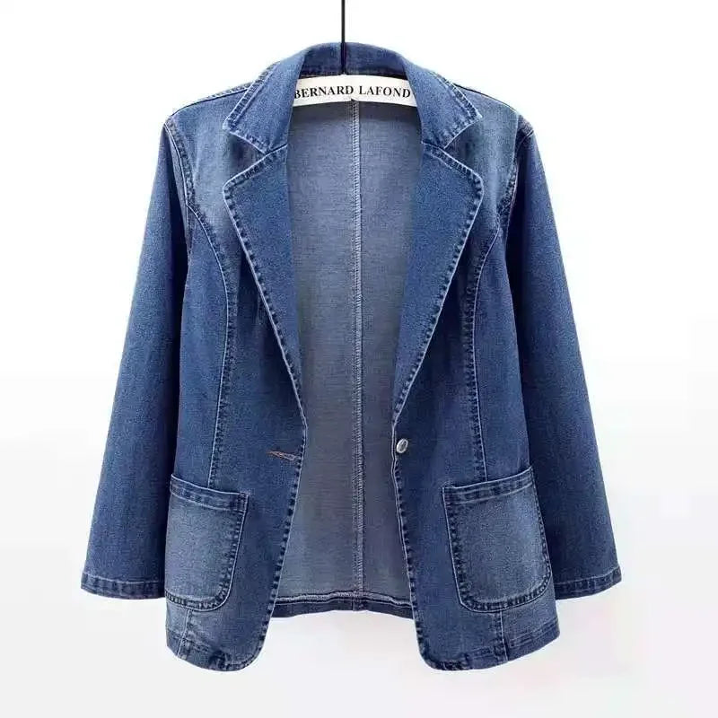 Stijlvolle katoenen denim blazer voor comfort in het najaar