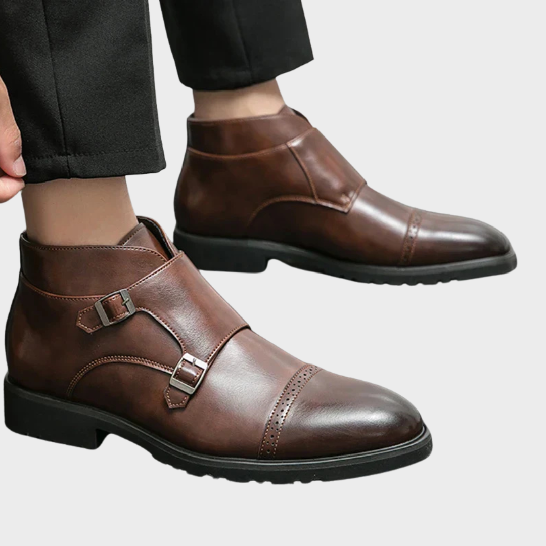 Parker | Faux Leather Monk Strap Shoes with Double Buckle