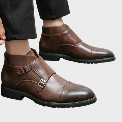 Parker | Faux Leather Monk Strap Shoes with Double Buckle