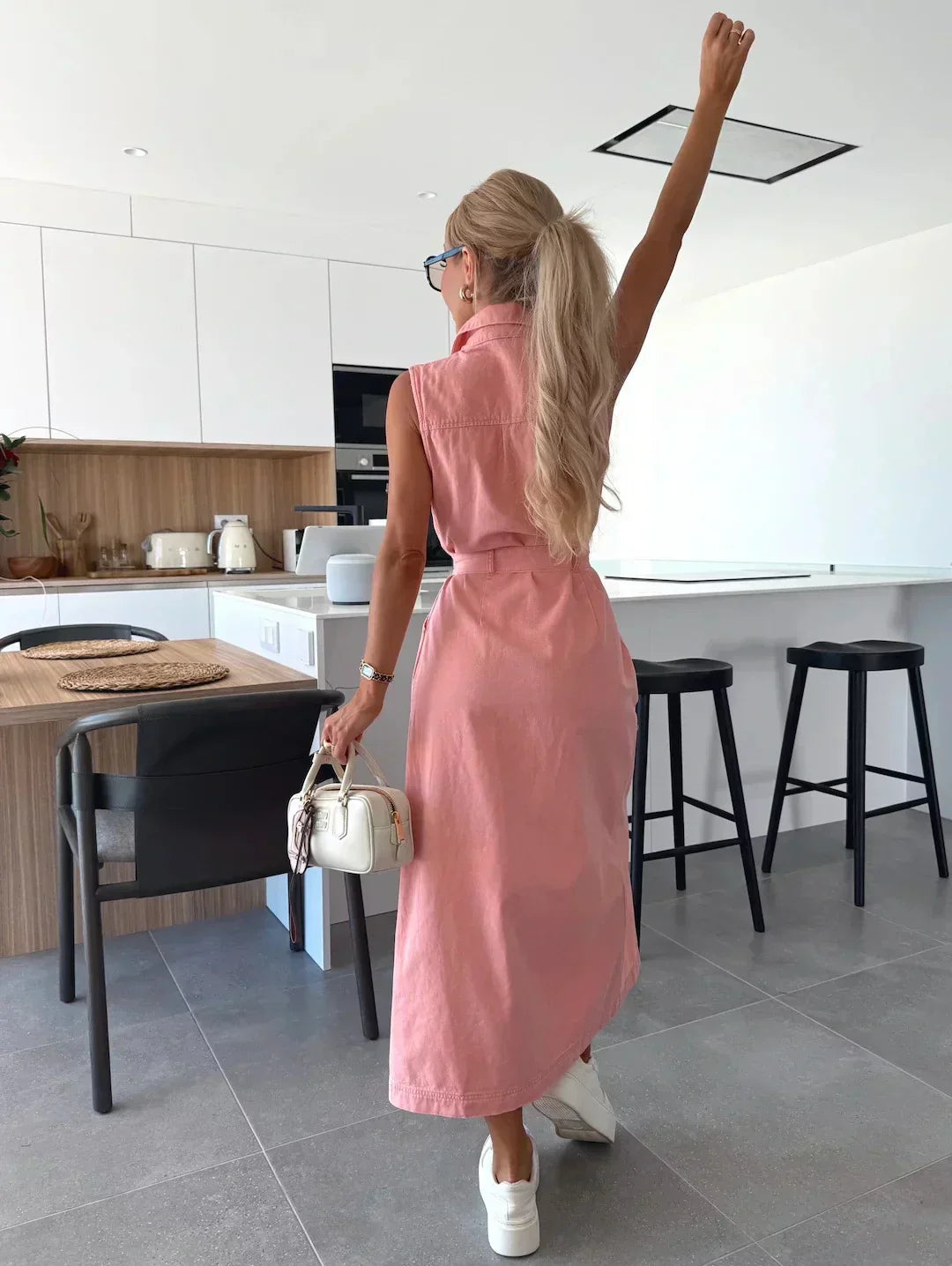 Sanne | Maxi Denim Jurk met Tijdloze Elegantie