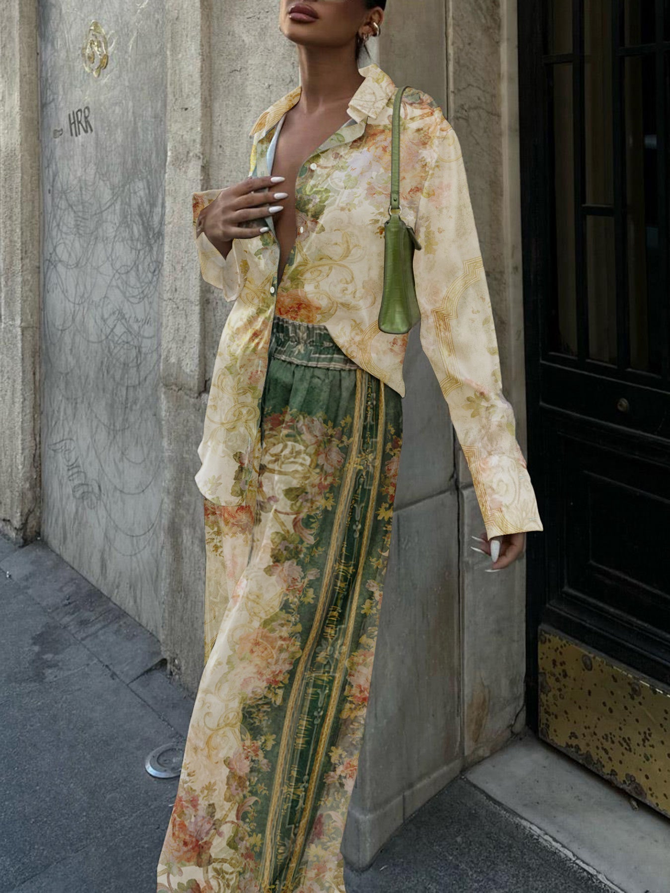 Luna | Chic Print Top & Elastic Waist Pants Set