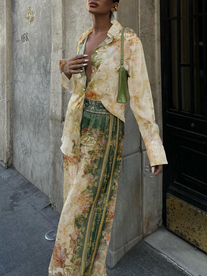 Luna | Chic Print Top & Elastic Waist Pants Set