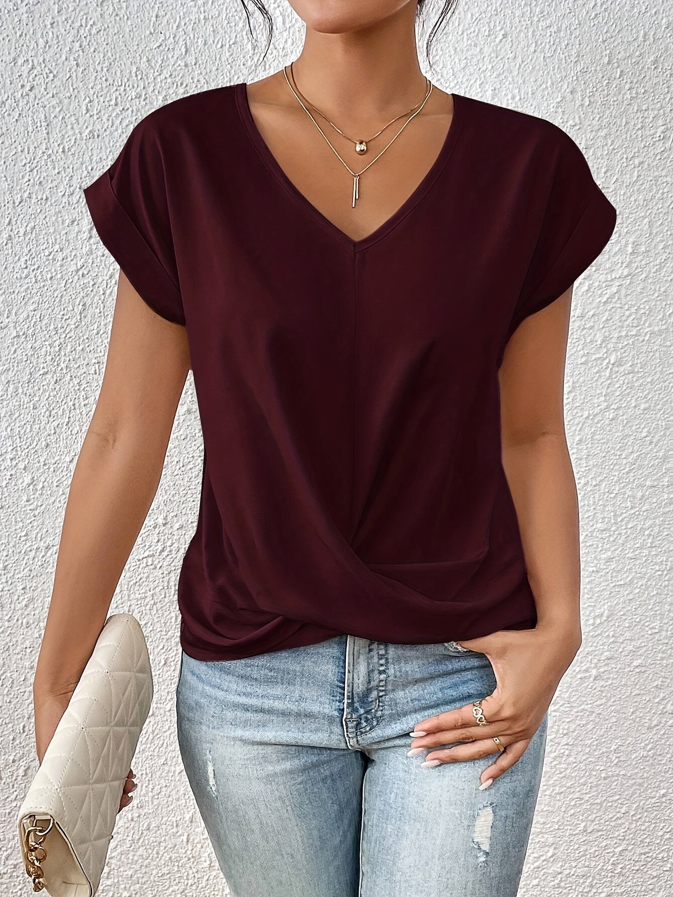 Cleo | Casual T-shirt Met V-Hals (1+1 Gratis)