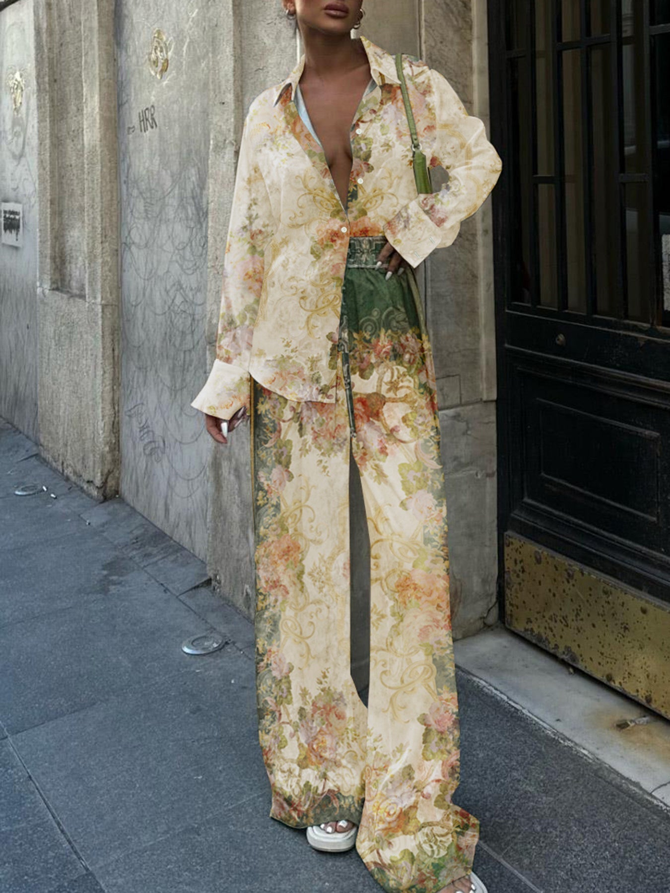 Luna | Chic Print Top & Elastic Waist Pants Set