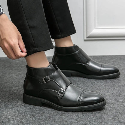 Parker | Faux Leather Monk Strap Shoes with Double Buckle