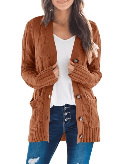 Knusse cardigan van zachte stof met vlecht voor comfort in de herfst