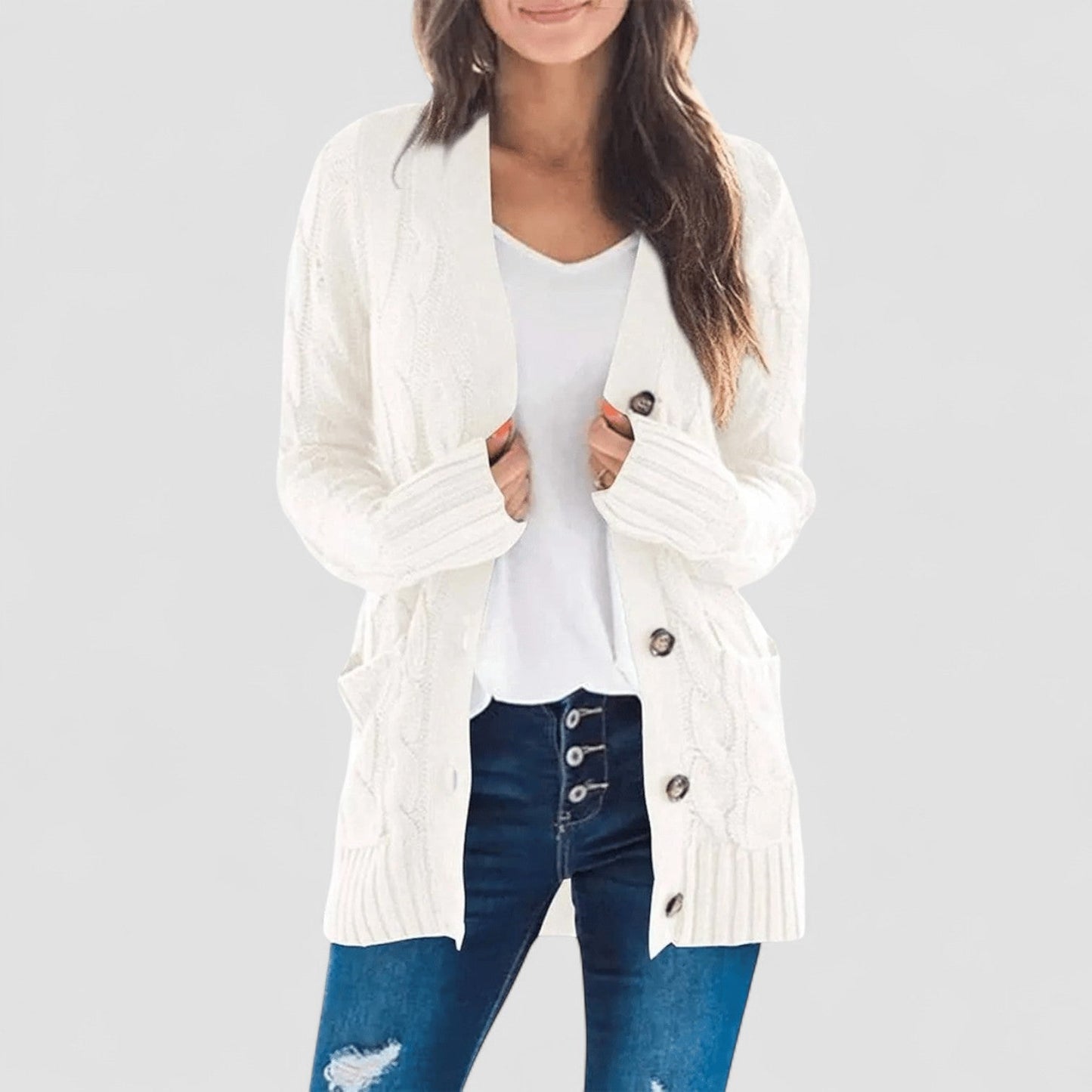 Knusse cardigan van zachte stof met vlecht voor comfort in de herfst