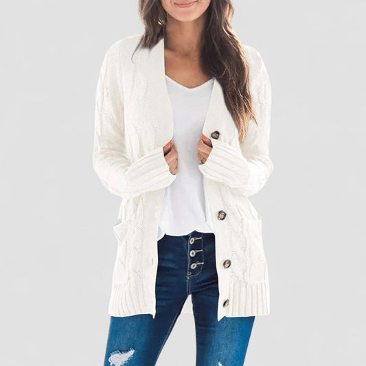 Knusse cardigan van zachte stof met vlecht voor comfort in de herfst