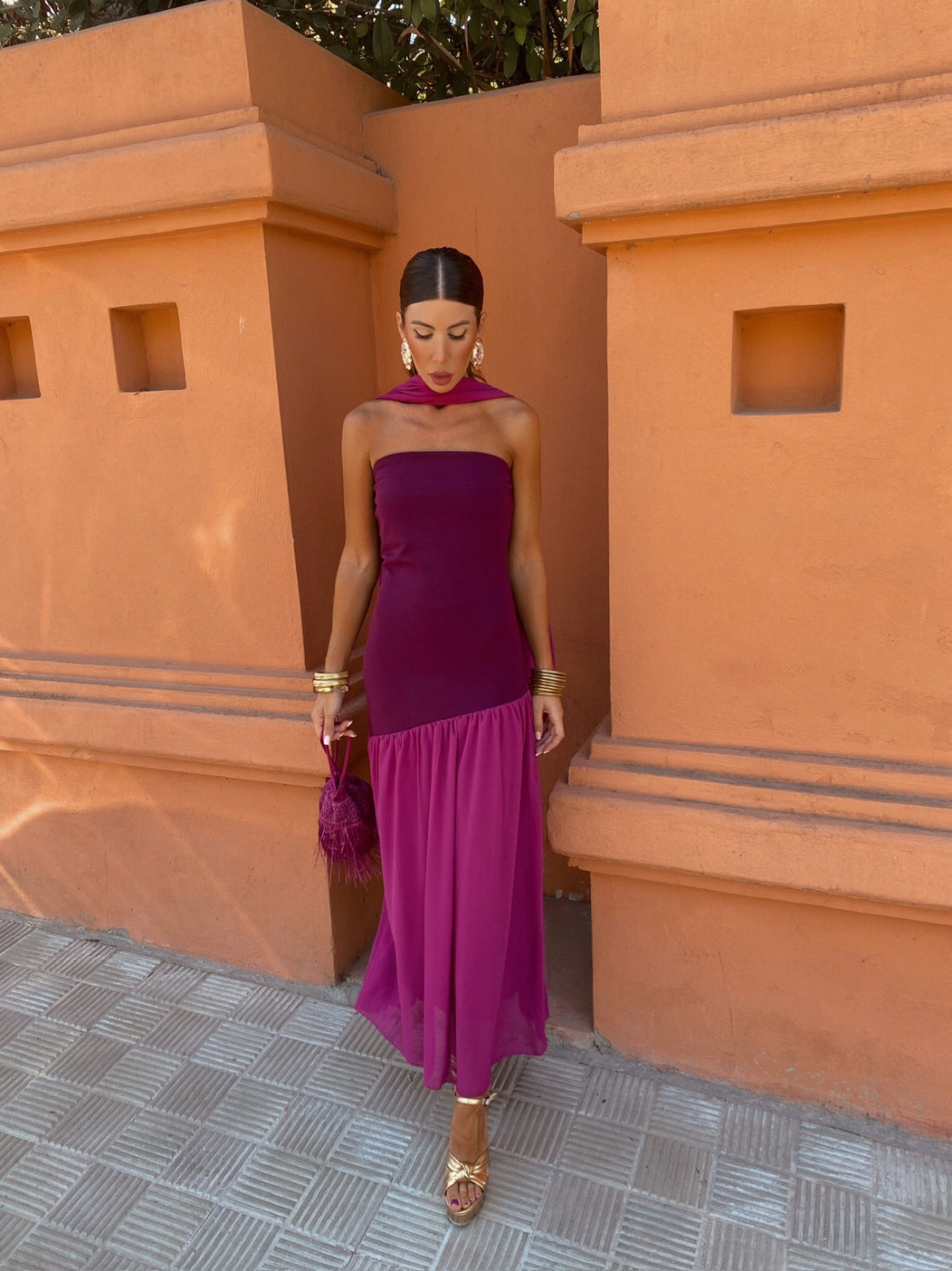 Mila | Chique Strapless Midi Jurk