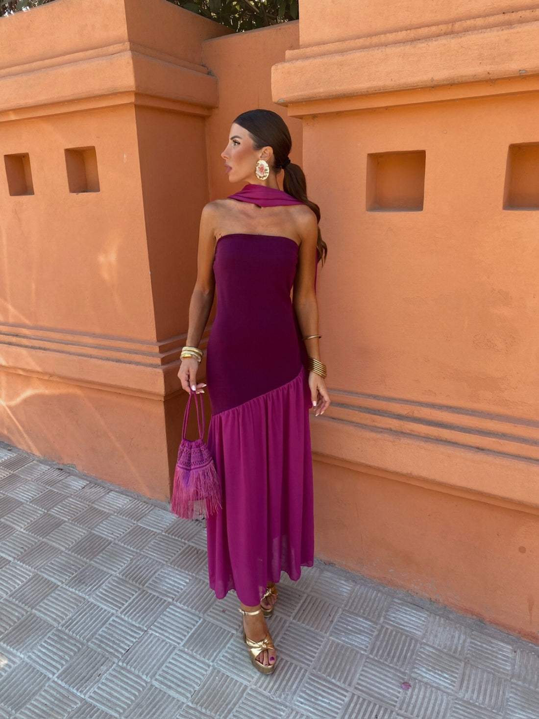 Mila | Chique Strapless Midi Jurk